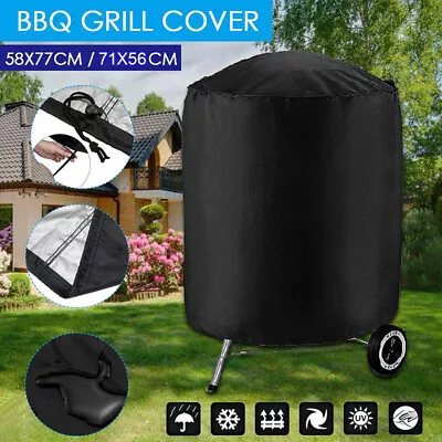 Round Kettle BBQ Grill Barbecue Cover Garden Patio UV Resistant Waterproof Black • $17.23