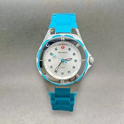 Estate Michele Tahitian Jelly Bean 0.05ctw Blue Topaz Women's Quartz Watch Ref#M • $126.48