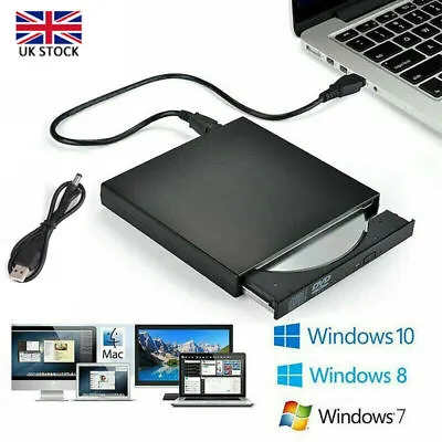 £10.75 • Buy USB External DVD CD Hard Disc Burner Player Reader Optical Drive For PC Laptop