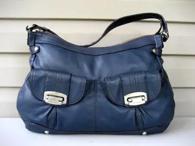 B. Makowsky Large Leather Handbag Tote Blue • $14.90