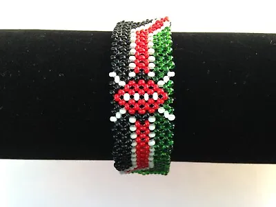 Wrist Band Bracelet Masai Beads Kenyan Flag African Unisex Made In Kenya 8  • $7.99