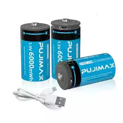 Rechargeable Battery 1.5V 4 X AA AAA LR14 LR20 C & D Size Lithium Batteries USB • £8.99