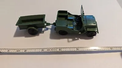 Vintage Marx Jeep W Trailer Plastic Green • $19.99