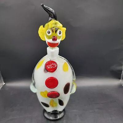 Murano Handblown Glass Clown Art Glass Decanter Bottle 13.5  Inch STOPPER DAMAGE • $25