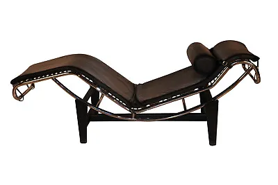 Mid Century Le Corbusier LC4 Style Leather Chaise Lounge Daybed • $2200