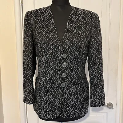 £39.99 • Buy Caroline Charles London Ladies Grey Black Textured Jacket Size UK 10 Wool Blend