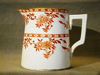 Antique Minton Porcelain Orange Delft Pattern Hand Painted Pitcher Jug 1871 • $65