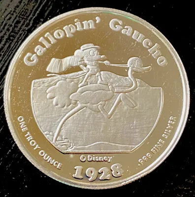 1928 1998 1 Troy Oz .999 SILVER COIN ROUND MICKEY MOUSE DISNEY GALLOPIN • $74