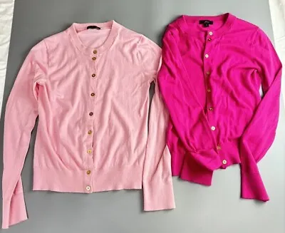Set Of Two J.Crew Light And Deep Pink And  Cardigan With Gold Buttons Size Small • $38