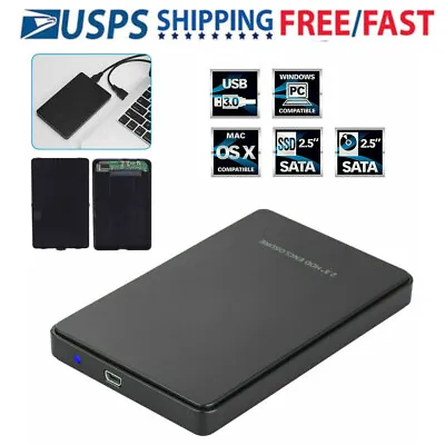 Only Case Portable Desktop Mobile Hard Drive Case USB 2.0 2TB SATA SSD • $9.88