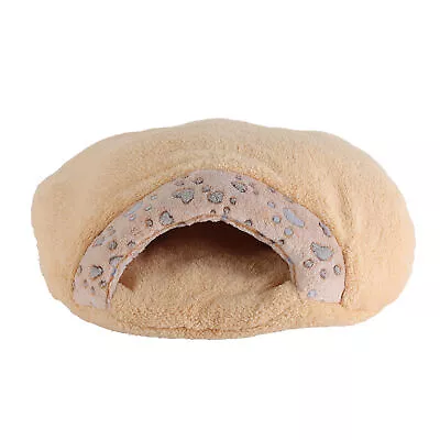Hooded Cat Bed Round Plush Fluffy Hooded Cat Bed Cave Self Warming Pet • £18.67
