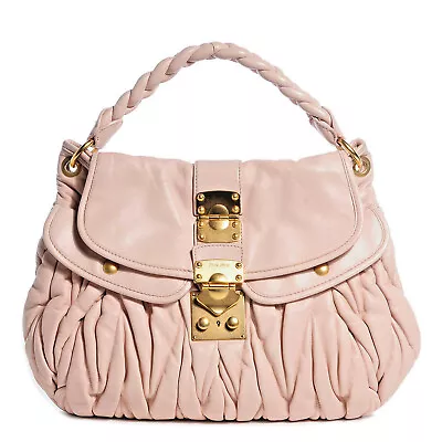 Authentic Miu Miu_matelassÉ Pleated Leather Coffer Bag_pale Pink_discount!! • $455.95