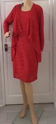 Tiana B Red A Line Attatched Jacket  Iined Dress Size 8 BNWT QVC • £9