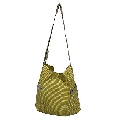 Mossimo Supply Co Cloth Yellow White Striped Tote Purse Beach Bag Beige Handle • $31.78