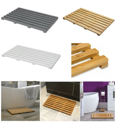 £13.90 • Buy Bamboo Duckboard Bath Mat Wooden Slatted Non Slip Bathroom Shower Board 3 Colour