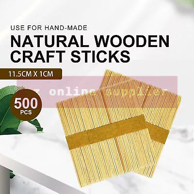 WOODEN CRAFT STICKS PADDLE POP POPSICLE NATURAL 11.4cm • $6.99