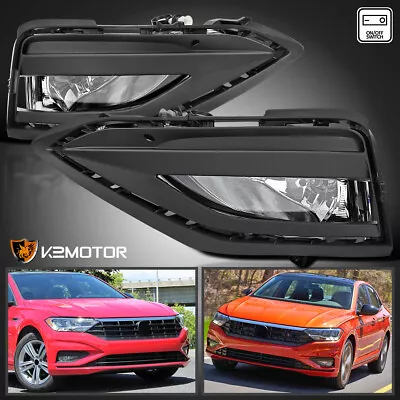 Fits 2019-2021 VW Volkswagen Jetta Clear Fog Lights Bumper Lamps+Switch+Bezel • $70.65