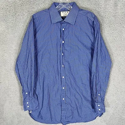 Thomas Pink Dress Shirt Mens 17.5 35.5 Blue Striped The Sterling Long Sleeve • $21.14