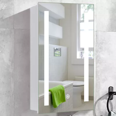 Single Door Led Vanity Washroom Medicine Mirrored Cabinet Hotel 450x600x145mm • £125.95