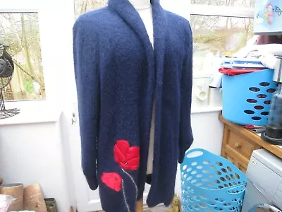 Ladies Luxury Mohair Lined Cardigan With Applique Poppies - 46  • £25