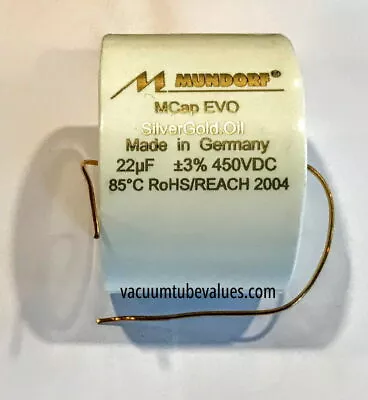 Mundorf MCap EVO Silver-Gold Oil Capacitor 22.0uf 22 Uf 450VDC • $96.95