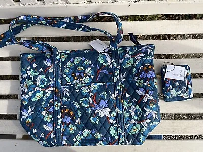 LOT NWT Vera Bradley Small Vera Tote & Campus Double ID Wallet In Floral Bursts • $40.99