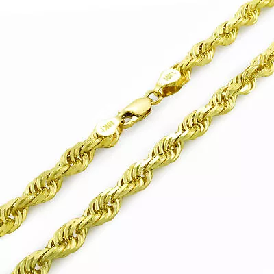 10k Yellow Gold 5mm Diamond Cut Rope Italian Chain Pendant Necklace Mens 22  • $426.98