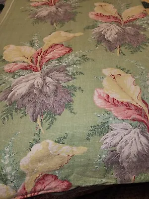 Gorgeous Vintage Barkcloth Bed Spread 90  X 88  LOTS Of Fabric Green Pink Yellow • $84.30