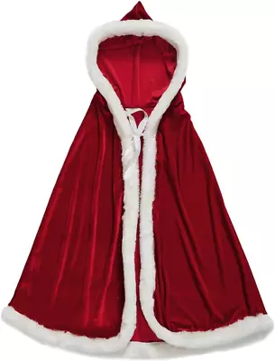 Christmas Halloween Costumes Cloak Mrs. Claus Santa Xmas Velvet Hooded Cape Robe • $28.44