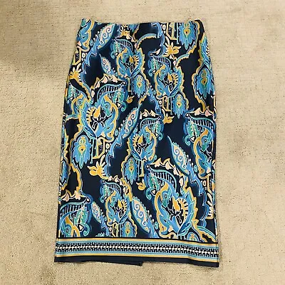 ECI New York Womens Green Blue Black Paisley Knit Skirt Stretch Casual Sz Medium • $23.39