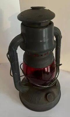 Vintage Dietz Little Wizard Red Globe NY USA Tubular Gray Oil Lantern • $25