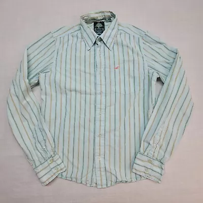 Hollister Blue Striped Shirt Size M  Long Sleeve Button Up 100% Cotton • $9