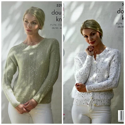 £3.99 • Buy KNITTING PATTERN Ladies Easy Knit Cardigan & Jumper Galaxy DK King Cole 5294