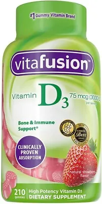 VitaFusion Vitamin D3 - Bone & Immune Support 3000 IU - Strawberry 210 Gummies • $11.75