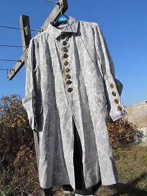 NEW M FUNHOUSE Coat Men Gray Scroll Costume Steampunk Pirate Bridgerton Dandy • $79.95