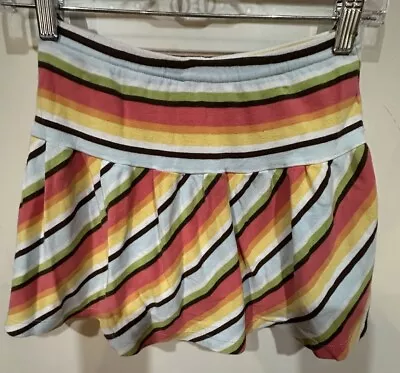 Gymboree Girls Pastel & Brown Striped 100% Cotton Mini Skort Size 8 • $7.95