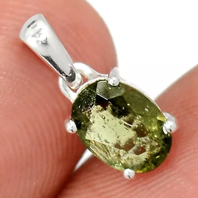 Faceted Natural Moldavite 925 Sterling Silver Pendant Jewelry CP32622 • $29.99