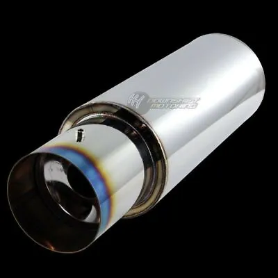 Universal N1 Style 4  Burn Tip Stainless Steel Muffler 2.5  Inlet W/ Silencer • $36.88