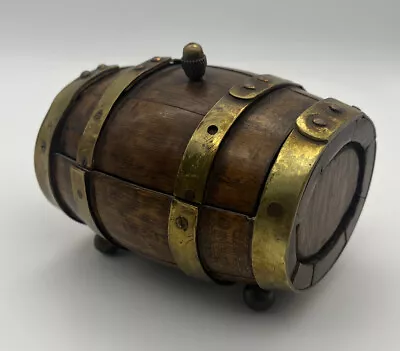 Antique Small Rum Whiskey Scotch Banded OAK Wood BARREL Container • $49.99