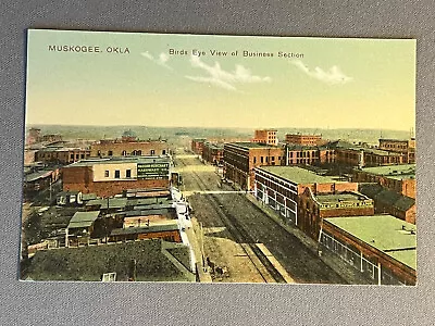 Oklahoma OK Muskogee Birds Eye View Business Section Ca 1910 • $6.99