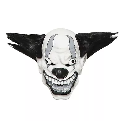 Mens Scary Latex Horror Bezerk Evil Clown Mask Halloween Killer Hair Fancy Dress • $34.64