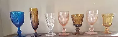 Seven Vintage  Coloured Goblets Wine Glass Hobnail  • £50