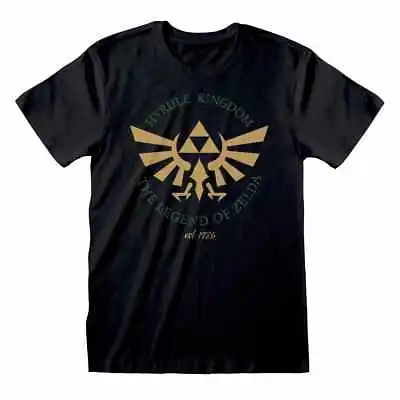 The Legend Of Zelda T-Shirt Hyrule Kingdom Symbol Official New Black • £13.95