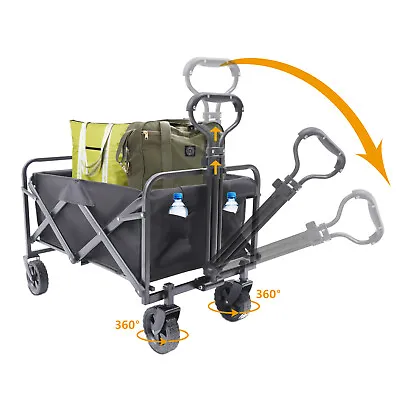 £62.41 • Buy Collapsible Folding Wagon Cart 4 Wheel Outdoor Utility Garden Trolley Buggy Tool