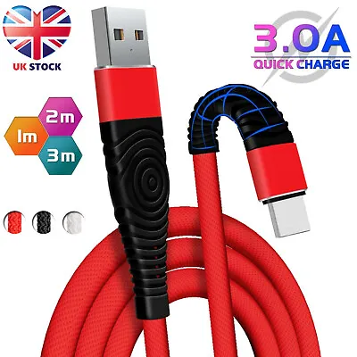 Braided Long USB Fast Charger Cable Lead For IPhone 14 13 12 11 PRO X 7 8 SE 6 • £2.99