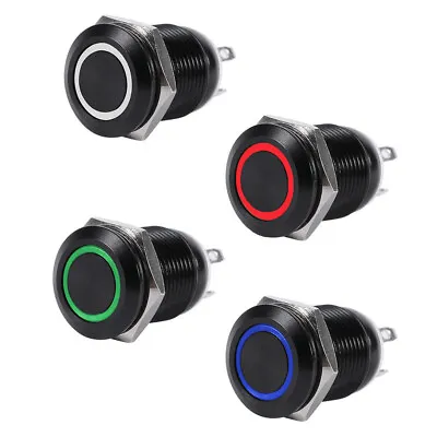 16mm Waterproof Switch Metal Push Button Momentary ON/OFF 12V IP67 LED RING • £4.36