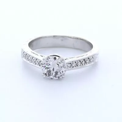 1.4CT Lab-Created Diamond D/VVS2 Round Cut 14K White Gold Vintage Accent Ring • $1363