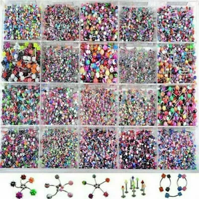 $8.89 • Buy 105Pcs Wholesale Bulk Lots Body Piercing Eyebrow Jewelry Belly Tongue Bar Rings.