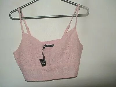 $4.98 • Buy Pink Bralette Top 14 Boohoo New With Tags Lace, Adjustable Straps, Shaped, S
