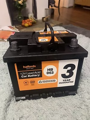 Halfords 12V Lead Acid Accumulator Car Battery 41Ah 360CCA HB063 New (stored) • £59.99